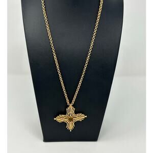 Vintage Sarah Coventry Gold Tone Cross with Amber Rhinestone